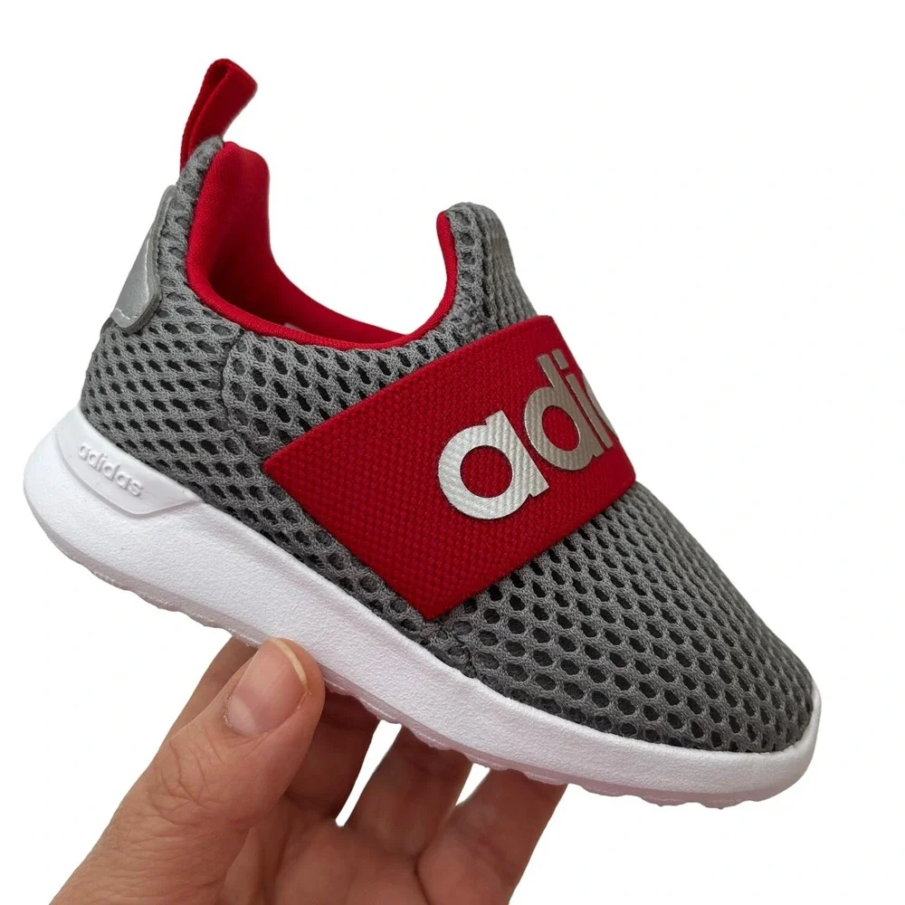Adidas Baby Boys‎ Slip On Athletic Shoes Size 6 Gray-Red Lightweight Comfortable